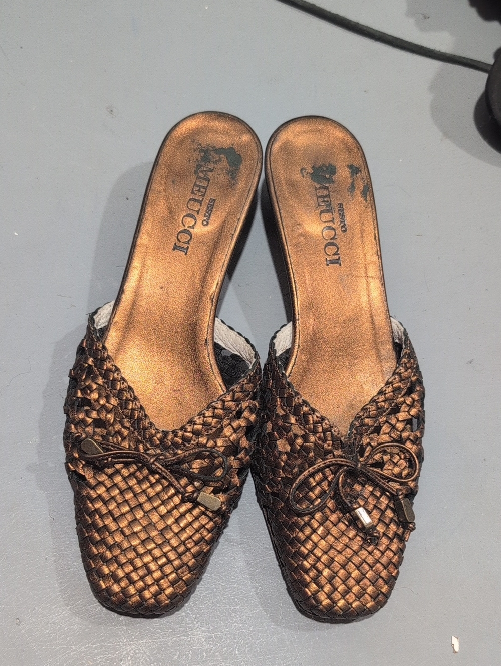 Sesto Meucci Metallic Bronze Woven Slip-On Mule